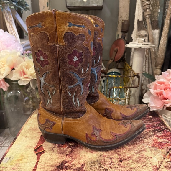 RARE OLD GRINGO GOLONDRITA INLAY BOOTS | COWBOY WESTERN | BUTTERCUP GOLONDRINA - Picture 11 of 15